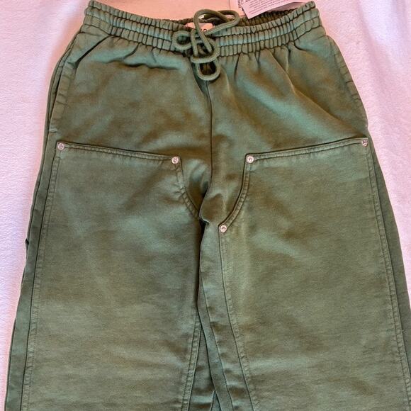 NWT UO BDG 100% Cotton Baggy Jogger SweatPant 4 Pockets High Waist XS Green - Picture 3 of 7